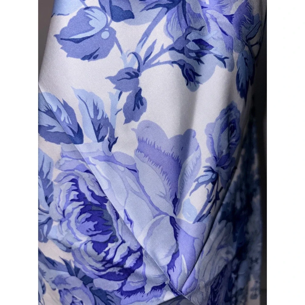Jim Thompson Blue White Floral‎ Silk Napkin Square 17x17